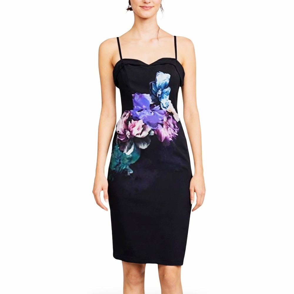 Black Halo 0 Clover Floral Black Sheath Dress 0231 Amoretti floral midi